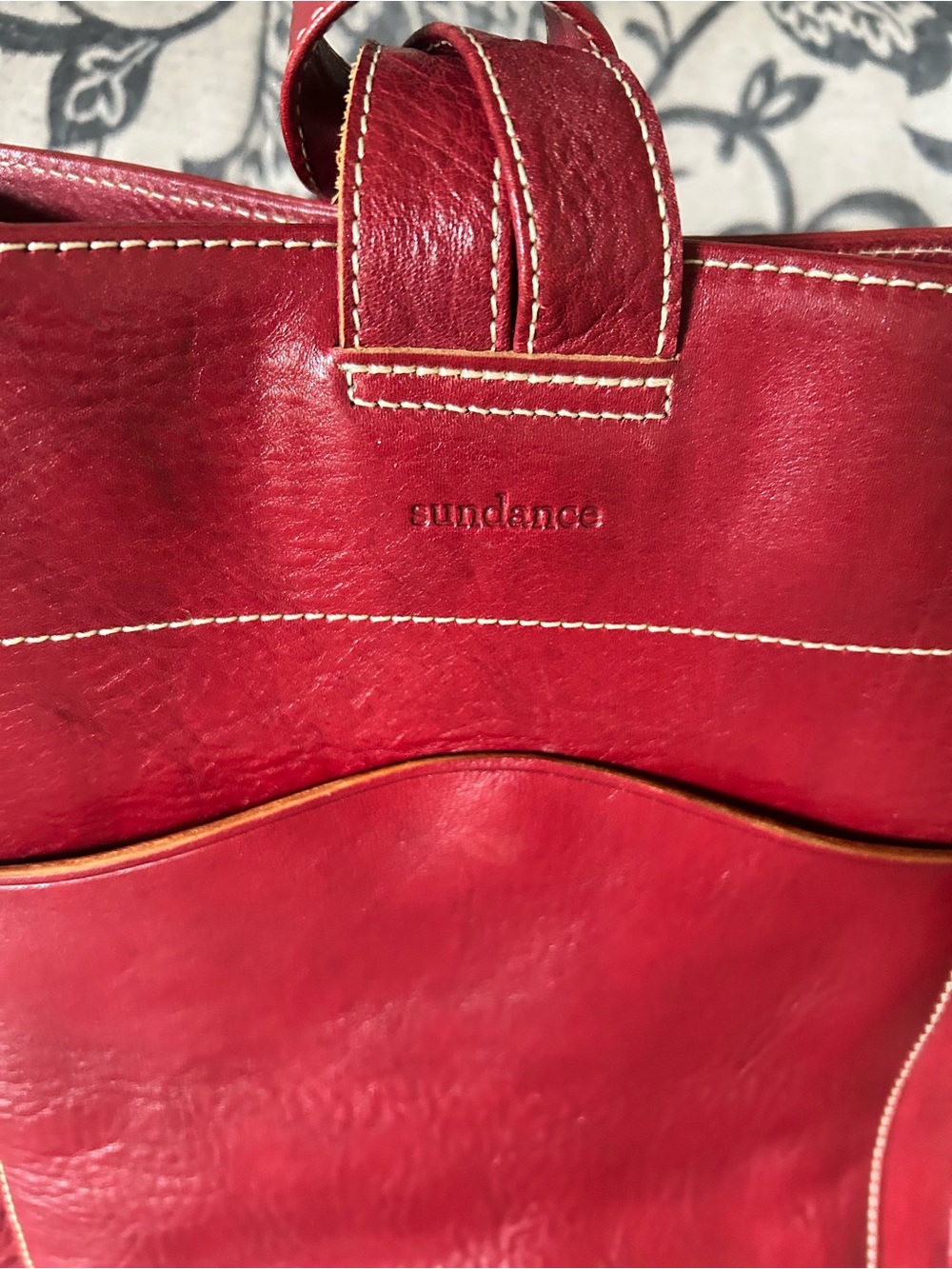 Sundance Red Leather Backpack Tote Convertible Bag like NEW - Picture 4 of 8